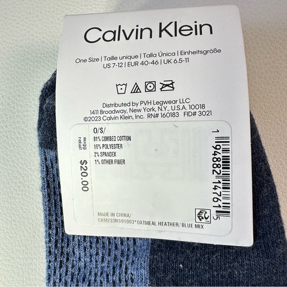 3 Pack NWT Calvin Klein Men's No Show Socks -Cream, Gray and Blue - Picture 3 of 5